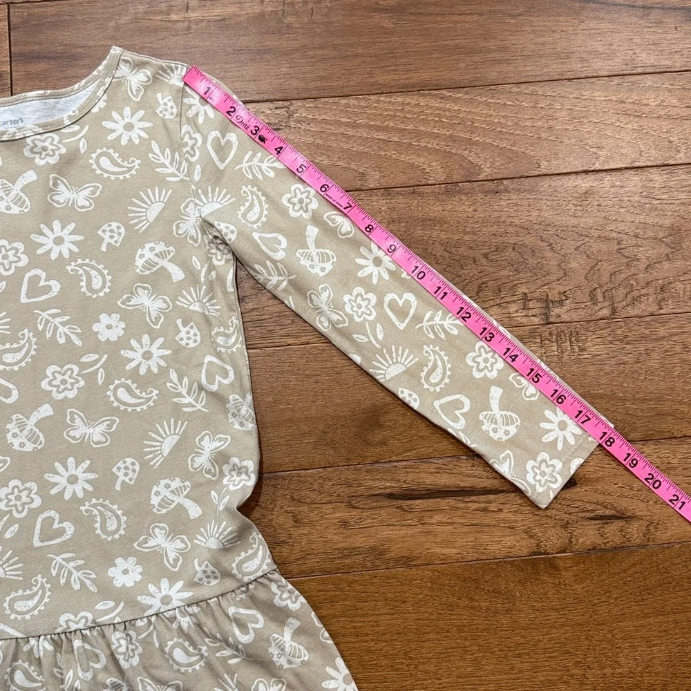 Carters Kids Boho Icon Print Ruffle Hem Long-Sleeve Dress - Size 10/10A